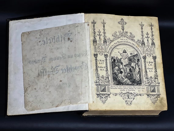 Religious Artefact, 120 years old Bible, Authentic Antique Latvian Bihbele, Gothic Fonts, Heavy Antique Book, Catholics Antique Treasure