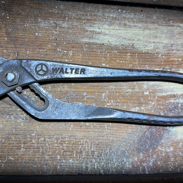 Vintage adjustable long pliers WALTER Germany  wrench. Quality Rare collectible pliers! Official MERCEDES vintage tool with MB mark.