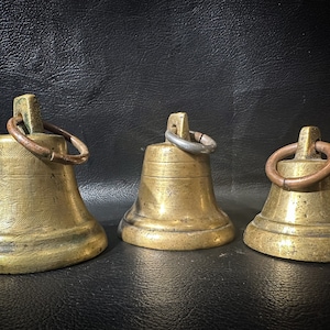 Russian Empire Bell, Antique Brass Bells, Collectible Church Bells, Old Brass Bell, Loud Bell, Set 3 Antique Bells, Tsar Era Bells
