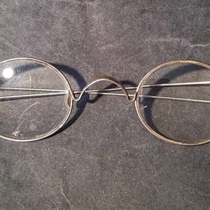 Pre-War Windsor Glasses, Silver tone Frame Glasses, Vintage Round Spectacles, Early 20th Century Eyewear, Antique Silver Eyeglasses