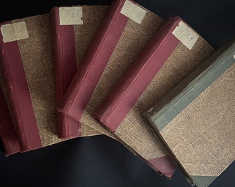 Lot de 6 - Rare Bibliophile Antique « Œuvres Collectées de Heinrich Heine ». Livres de l'Empire russe publiés en 1898 et 1904.