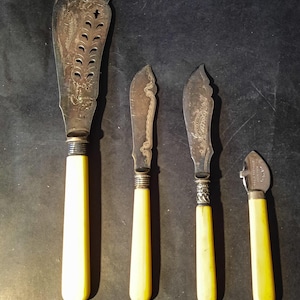 Vintage Knife, Cheese Knife, Fish Knife, Cake Knife, English Cutlery, Bakelite Silverware, Antique Kitchen Tools, Decorative Knives