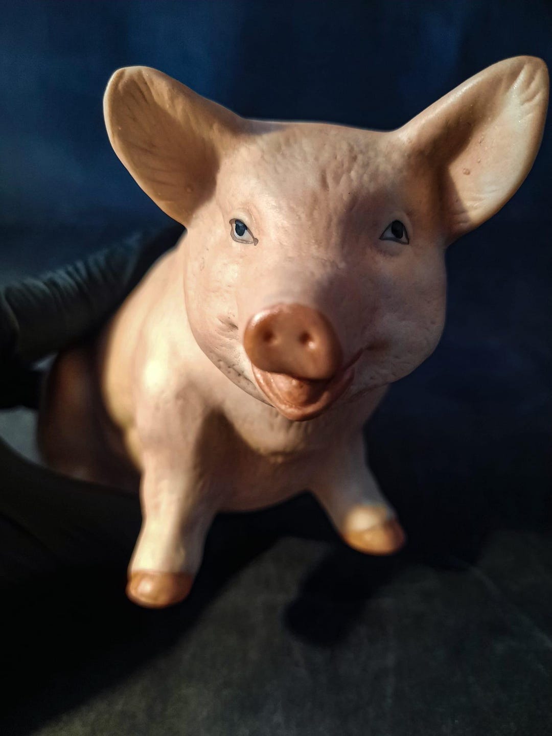 Sitting Pig Figurine, Ceramic Pig, Crown Over 'A' Pottery Mark