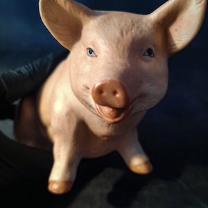 Sitting Pig Figurine, Ceramic Pig, Crown Over &#39;A&#39; Pottery Mark, Vintage Animal Figurine, Collectible Pig Statue, European Ceramic Art, Farm