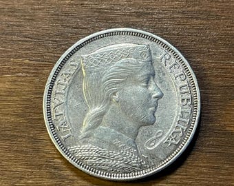 【コレクター放出品】1929年 ラトビア 5ラティ銀貨 ミルダ 5ラティ、銀貨、1931年ラトビアコイン、ミルダ銀貨、ピエチ・ラティ