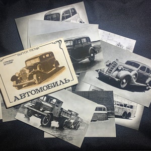 Conjunto de cartões postais Rare Retro Auto Vehicle Car URSS. Cartões postais de carros antigos. Cartões colecionáveis.