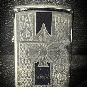 Genuine ZIPPO, Vintage Ace Spade Authentic Lighter, New Warehouse Condition, Never Used Collectible Petrol Lighter, Silver Black Lighter USA