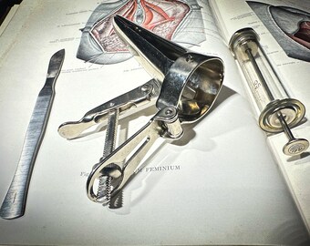 Vintage Medical Laboratory Surgical Tools - Scalpel, Syringe, Speculum - USSR Stainless Steel High Quality Heavy Field Hospital Cosplay
