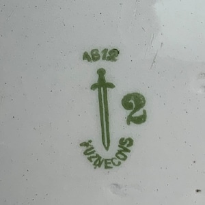 Legendary Kuznetsov factory. Oval serving dish or platter. Green Latvian “sword” label.