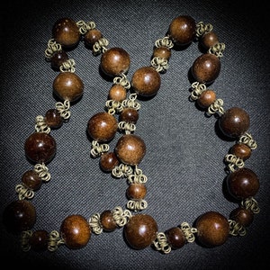 Vintage handmade ceramic pottery retro beads necklace. Authentic necklace from 1960s.