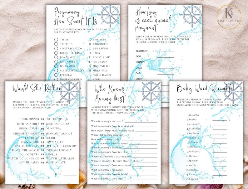 Ahoy Its A Boy Baby Shower Game Bundle, Ahoy Baby Shower, Nautical Baby