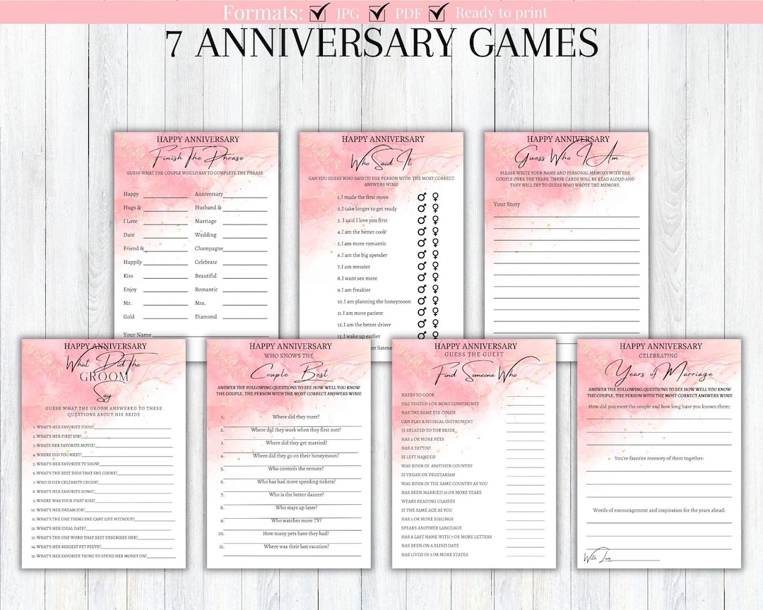 Anniversary Party Games, Games for Couples, Couples Games, Party Games ...