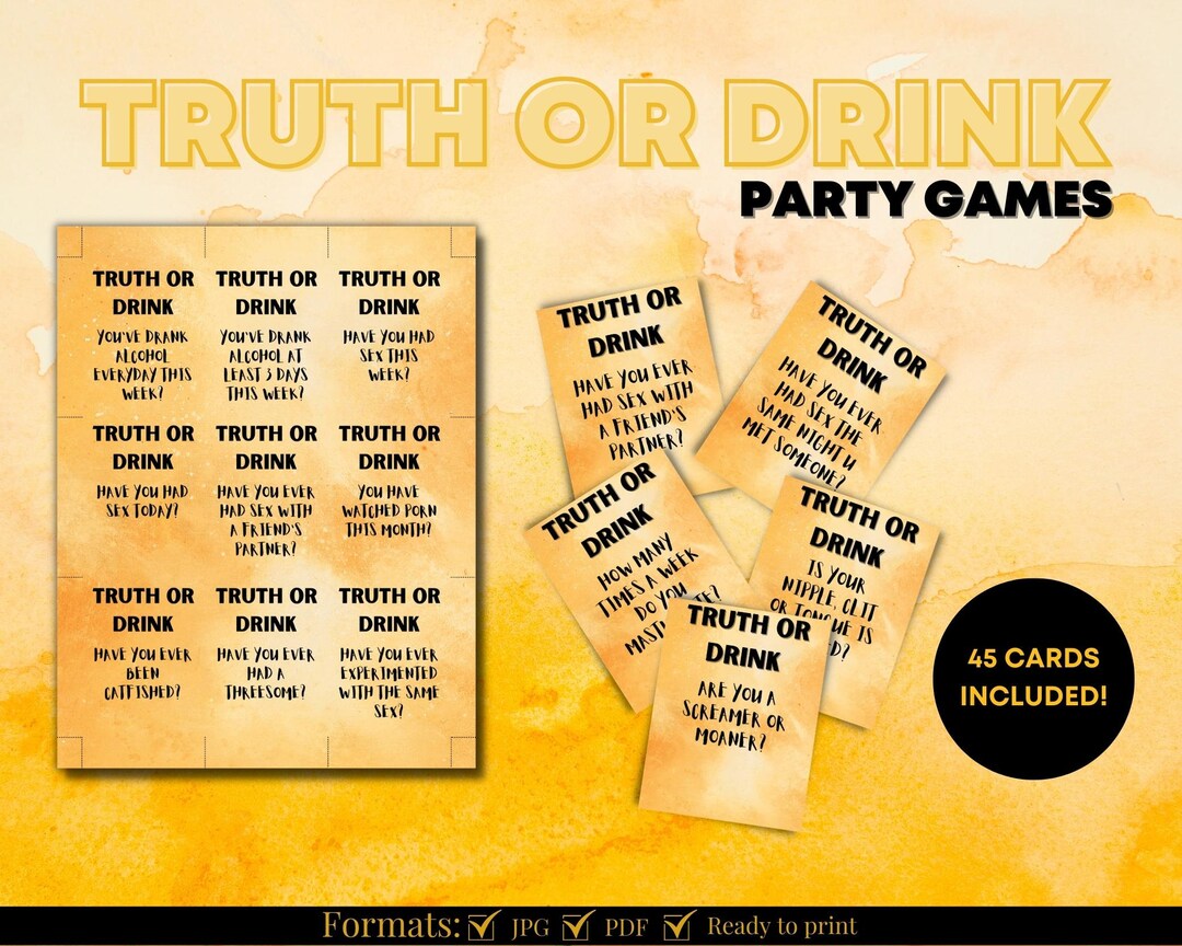 Truth or Drink Drinking Games, Drinking Card Games, Lets Get Drunk Game