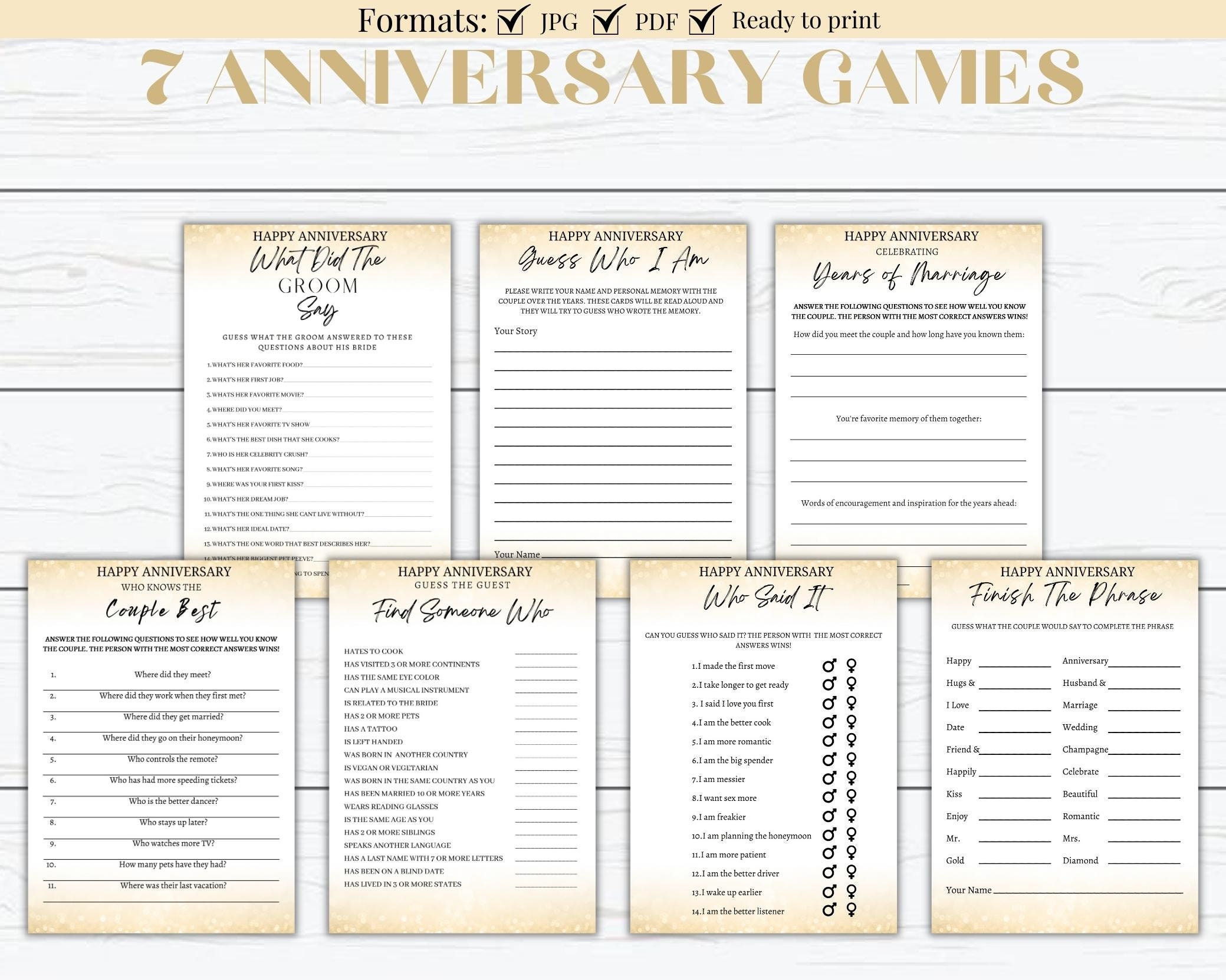 Anniversary Party Games, Games for Couples, Couples Games, Party Games ...