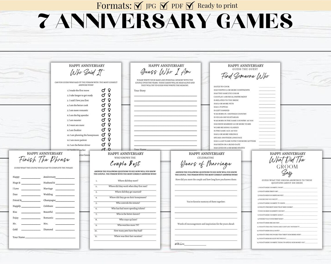 Anniversary Party Games, Games for Couples, Couples Games, Party Games ...