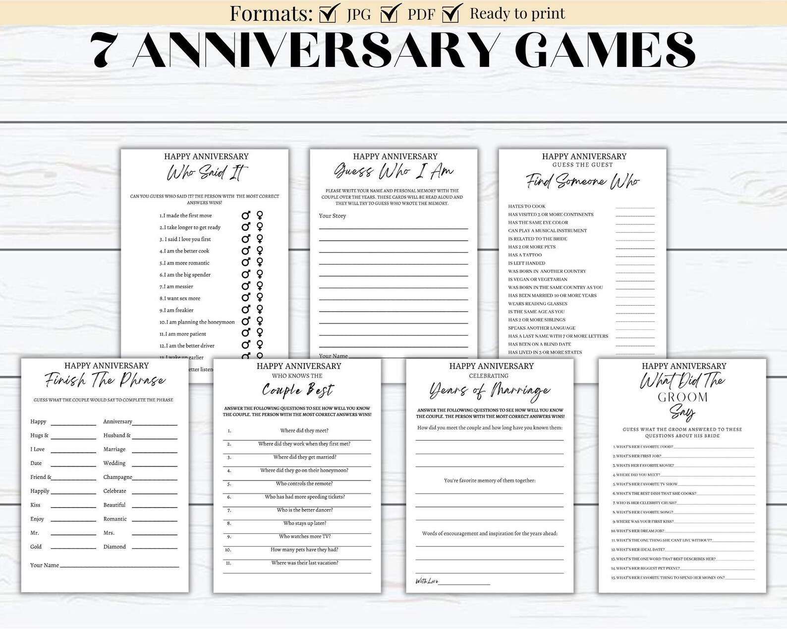Anniversary Party Games, Games for Couples, Couples Games, Party Games ...