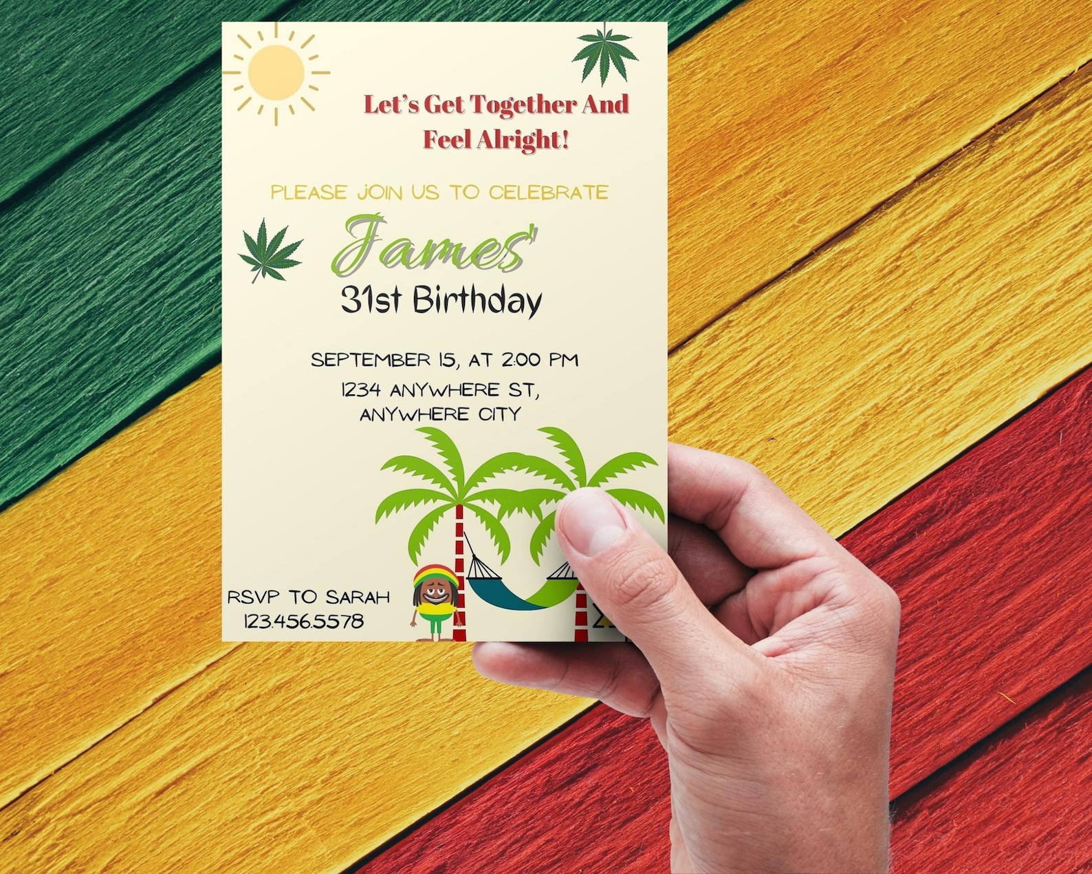 Jamaican Theme Birthday Invitation Reggae Invitation One Etsy