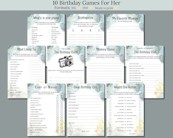 Birthday Party Games For Her, Teen Birthday Party, Birthday Party Games, 21st, 30th, 40th, 50th, Trivia Games, Printable, Instant Download