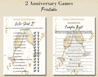 Anniversary Party Games, Games For Couples, Couples Games, Party Games, Gifts For Her, Instant Download, Printable, 2 Game Bundle