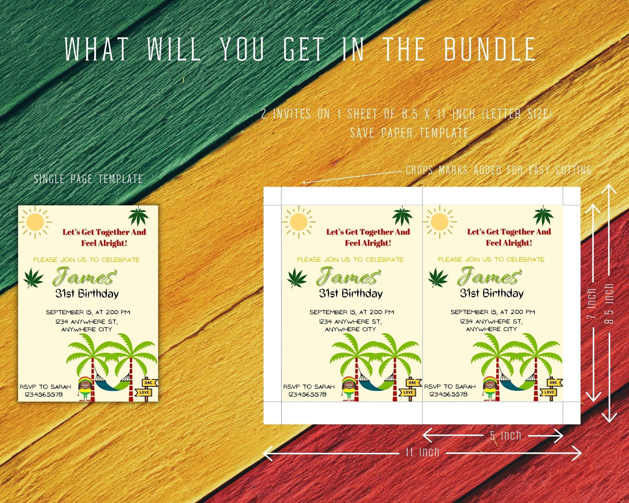Jamaican Theme Birthday Invitation Reggae Invitation One Etsy