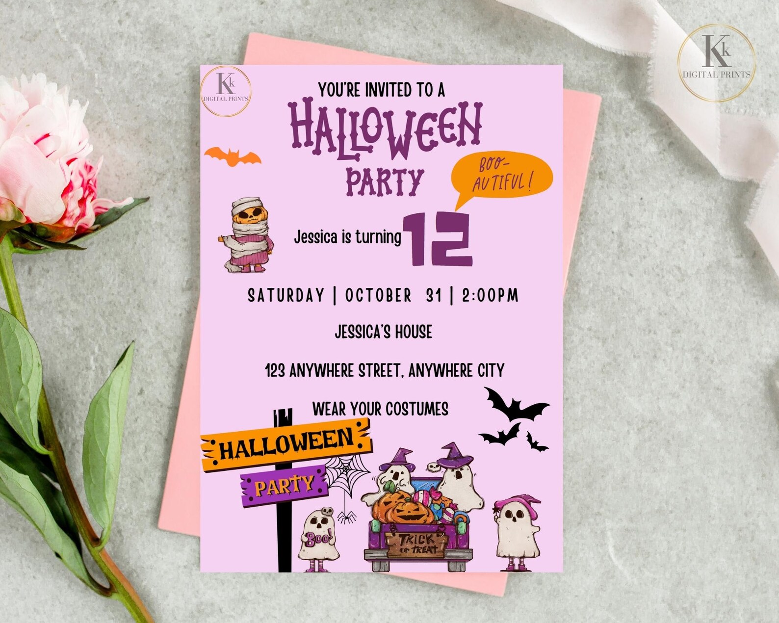 Halloween Birthday Party Invitation Spooky Party Invitation Etsy