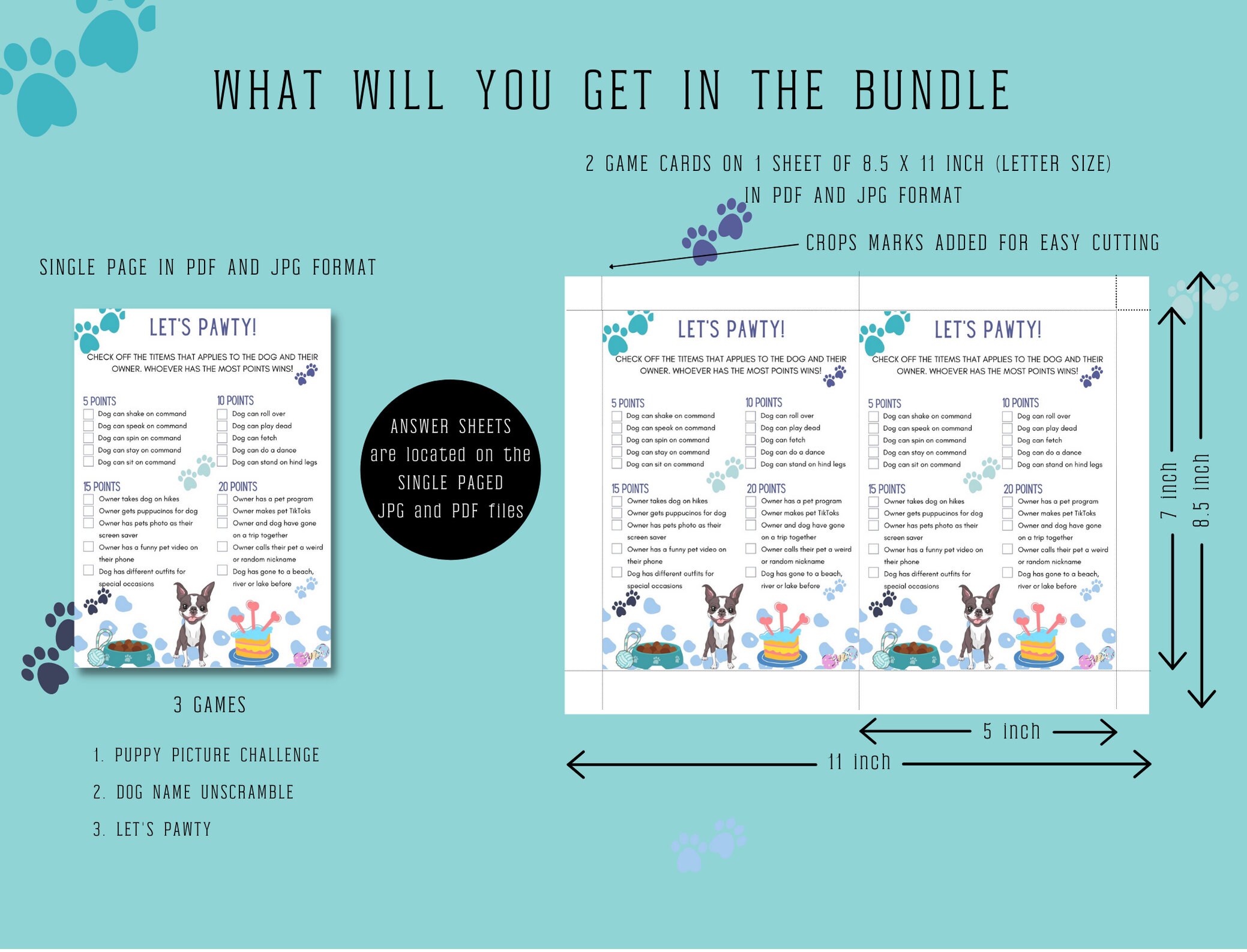 Dog Birthday Game Bundle, Birthday Party Games, Puppy Games, Dog