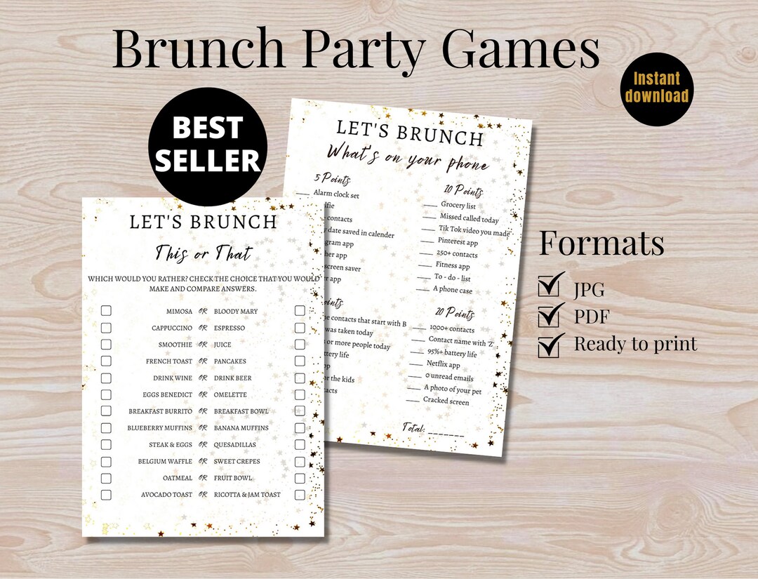 Brunch Party Games Brunch Games Bridal Shower Games Hens Party 