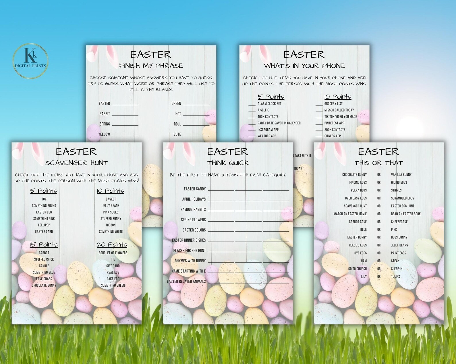 Easter Party Games Bundle, Easter Activity, Easter Family Games, Adult ...