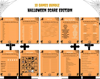 10 Halloween Games Bundle, Halloween Printables, Halloween Activities, Halloween Quiz, Adult Halloween, Digital Halloween, Family Halloween
