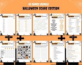 10 Halloween Games Bundle, Halloween Printables, Halloween Activities, Halloween Quiz, Adult Halloween, Digital Halloween, Family Halloween