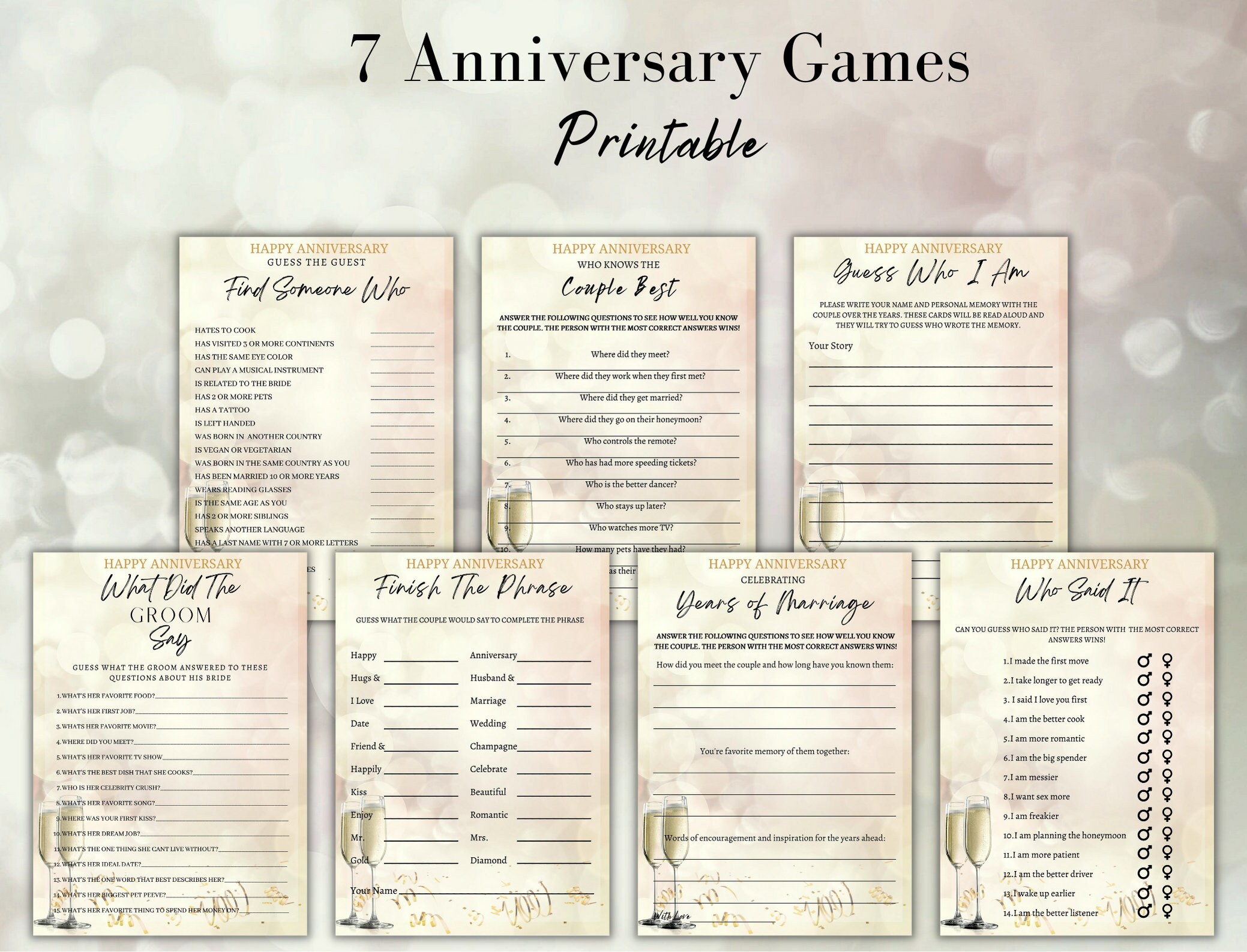 Anniversary Party Games, Games for Couples, Couples Games, Party Games ...