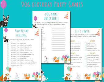 Dog Birthday Game Bundle, Birthday Party Games, Puppy Games, Dog Printable Games, PAWTY Games