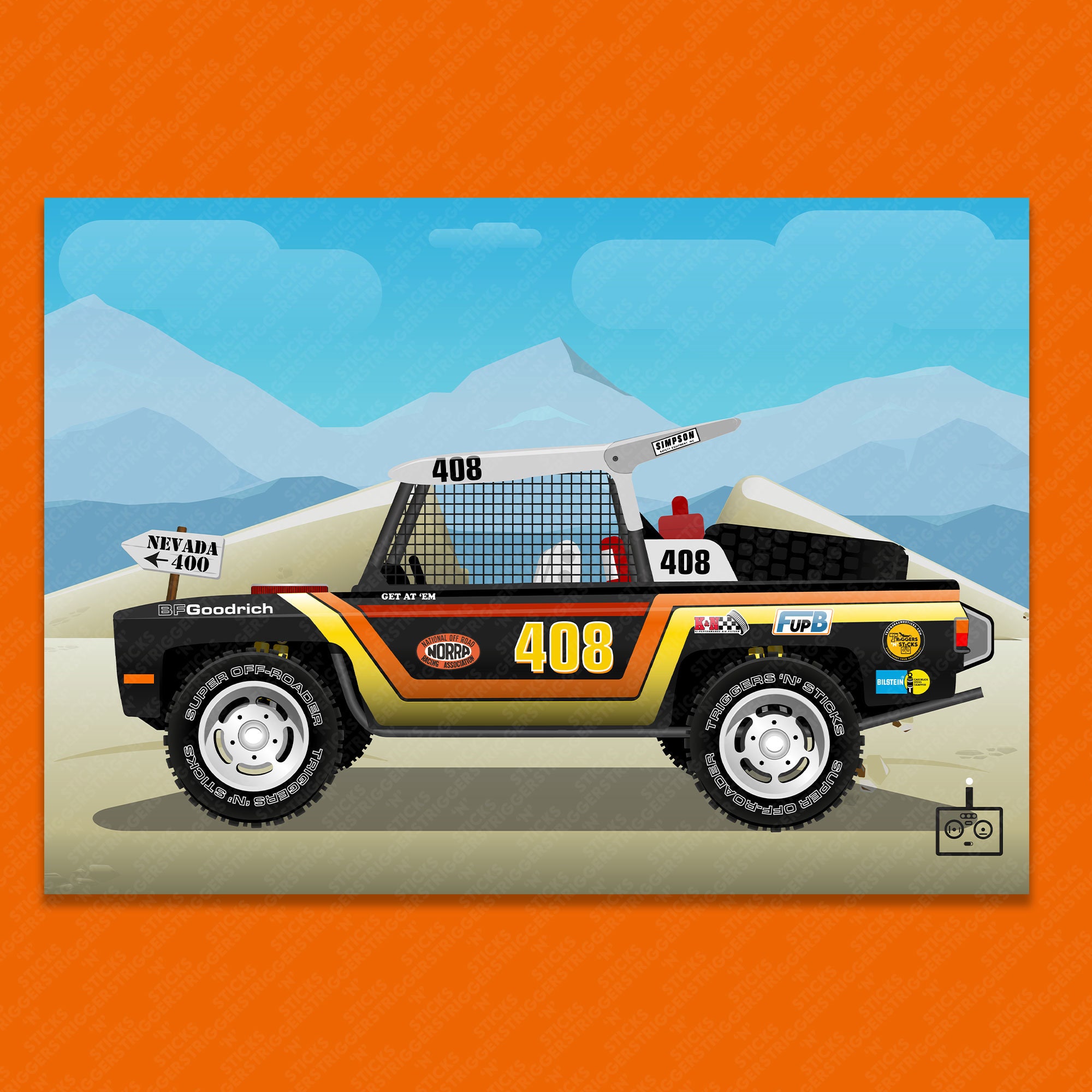 Baja Race Truck, Mint 400 off Road Race Series, A3 Poster, Chevy