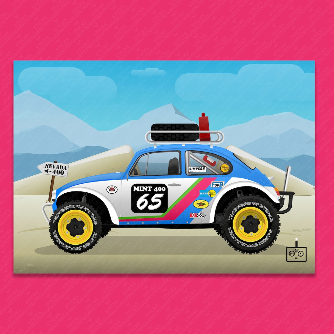 Baja Bug Rally Baja Bug, Mint 400 off Road Race Series, A3 Poster, Volkswagen Beetle ...
