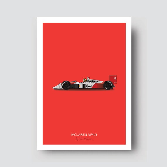 Mclaren F1 MP4 Poster, Ayrton Senna Car Print, Vintage Formula 1