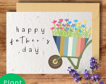 Biglietto di auguri per la festa del papà con semi di fiori selvatici, biglietto ecologico per la festa del papà, biglietto per papà giardiniere, biglietto fatto a mano