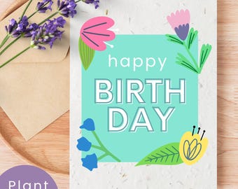 Biglietto d'auguri con fiori selvatici piantabili e busta in carta con semi / Regalo ecologico a zero rifiuti / Semi di fiori selvatici