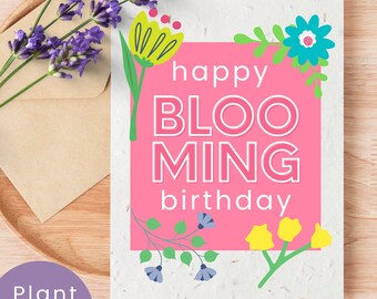 Biglietto d'auguri con fiori selvatici piantabili e busta in carta con semi / Regalo ecologico a zero rifiuti / Semi di fiori selvatici