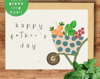 Biglietto di auguri per la festa del papà piantabile, biglietto per papà giardiniere, biglietto di carta con semi di basilico, biglietto di auguri ecologico per la festa del papà, regalo per gli amanti del giardinaggio