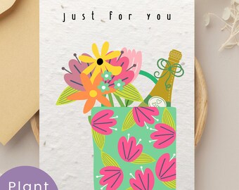 Biglietto di auguri con fiori selvatici piantabili, pensato appositamente per te, e busta con carta per semi / Regalo ecologico a zero rifiuti / Semi di fiori selvatici