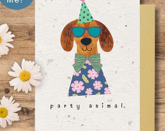 Biglietto di compleanno piantabile per amanti dei cani - Carta ecologica con semi - Biglietto di compleanno carino e divertente per cani - Biglietto con fiori selvatici