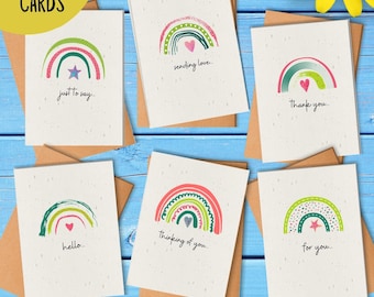 Seed Paper Note Kartenset, Regenbogen Wildblumen Karten