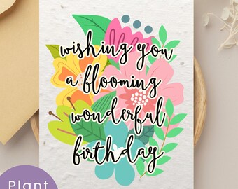 Biglietto d'auguri con fiori selvatici piantabili e busta in carta con semi / Regalo ecologico a zero rifiuti / Semi di fiori selvatici
