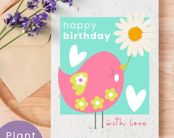 Biglietto d'auguri con fiori selvatici piantabili e busta in carta con semi / Regalo ecologico a zero rifiuti / Semi di fiori selvatici