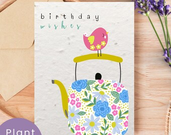 Biglietto d'auguri con fiori selvatici piantabili e busta in carta con semi / Regalo ecologico a zero rifiuti / Semi di fiori selvatici