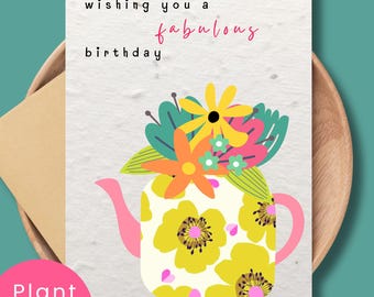 Biglietto d'auguri con fiori selvatici piantabili e busta in carta con semi / Regalo ecologico a zero rifiuti / Semi di fiori selvatici