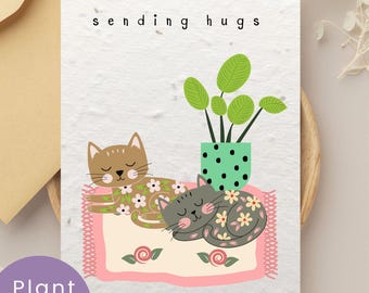 Biglietto di auguri piantabile "Sending Hugs", biglietto di auguri con semi, regalo per dire "Ti penso", biglietto di condoglianze ecologico, biglietto con semi di fiori selvatici