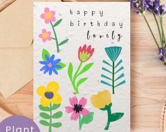 Biglietto d'auguri con fiori selvatici piantabili e busta in carta con semi / Regalo ecologico a zero rifiuti / Semi di fiori selvatici