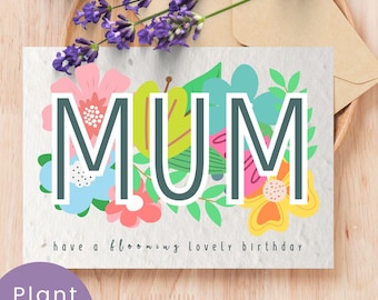Biglietto d'auguri per la mamma con fiori selvatici piantabili e busta in carta con semi (opzione), biglietto floreale colorato con semi, regalo ecologico per la mamma