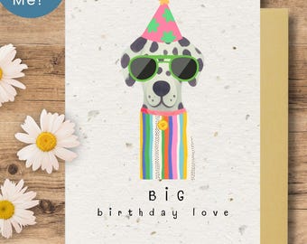 Biglietto di compleanno piantabile per amanti dei cani - Carta ecologica con semi - Biglietto di compleanno carino e divertente per cani - Biglietto con fiori selvatici